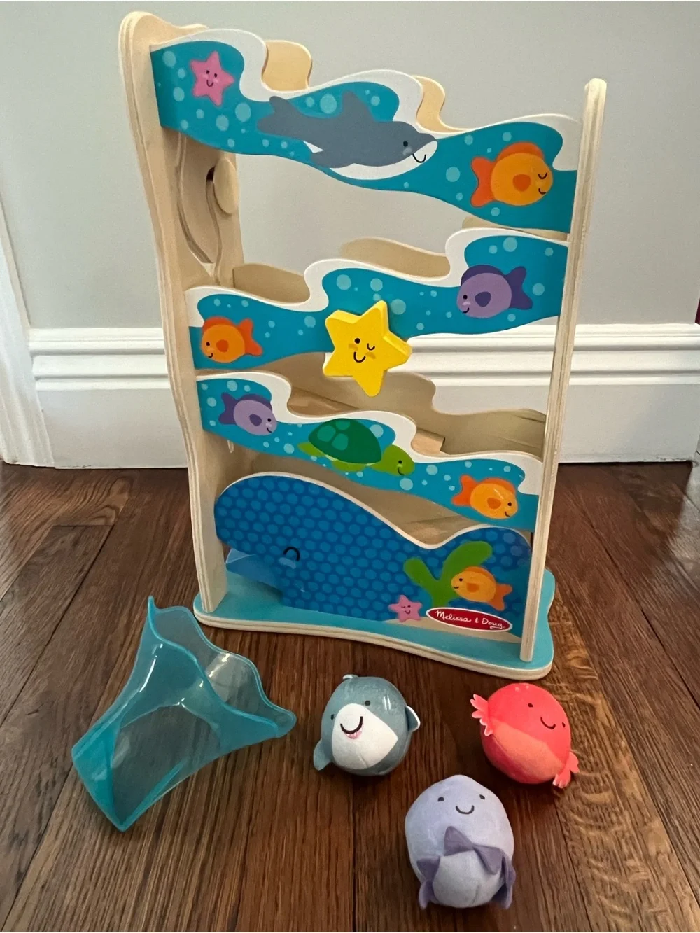 Melissa & Doug Rollables Wooden Ocean Slide Infant and Toddler Toy